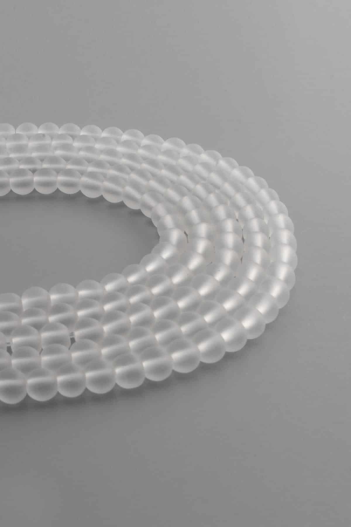 Glass Matte White Globe Cut 6mm String Of Beads