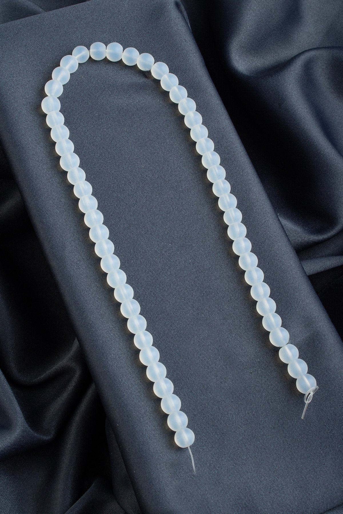 Glass Matte White Globe Cut 8mm String Of Beads