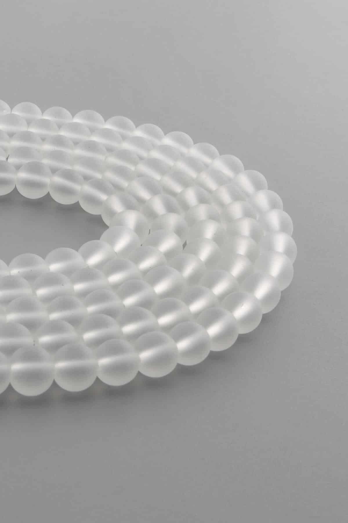 Glass Matte Ice Globe Cut 8mm String Of Beads