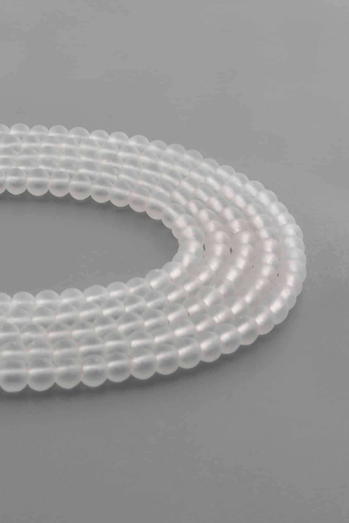 Glass Matte Transparent Globe Cut 4mm String Of Beads