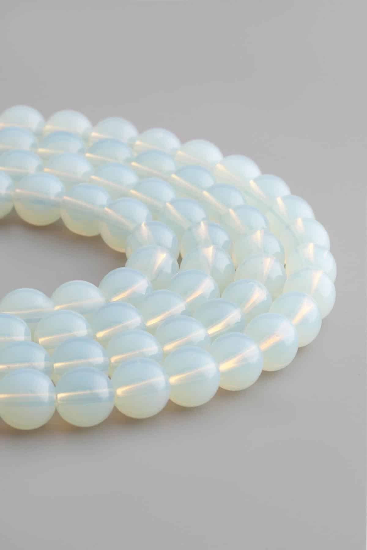 Glass Opal Shiny Globe Cut 10mm String Of Beads