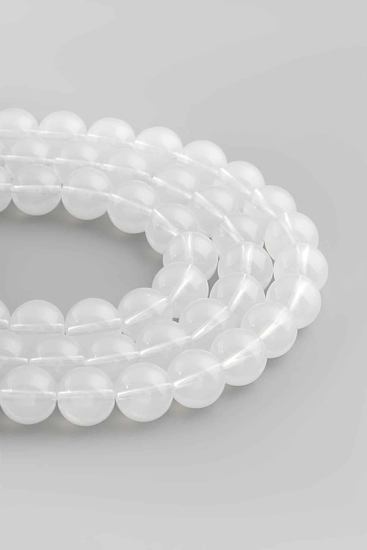 Glass Opal Shiny Globe Cut 12mm String Of Beads