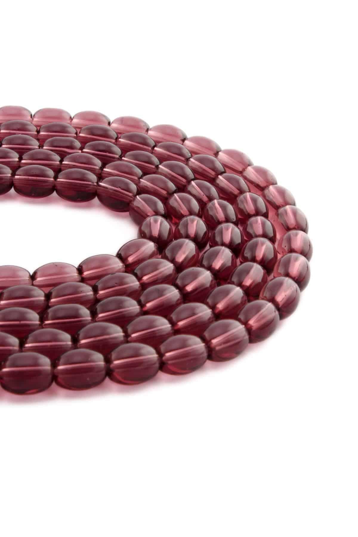 Glass Shiny Augerndy Barley Cut 6x9mm String Of Beads