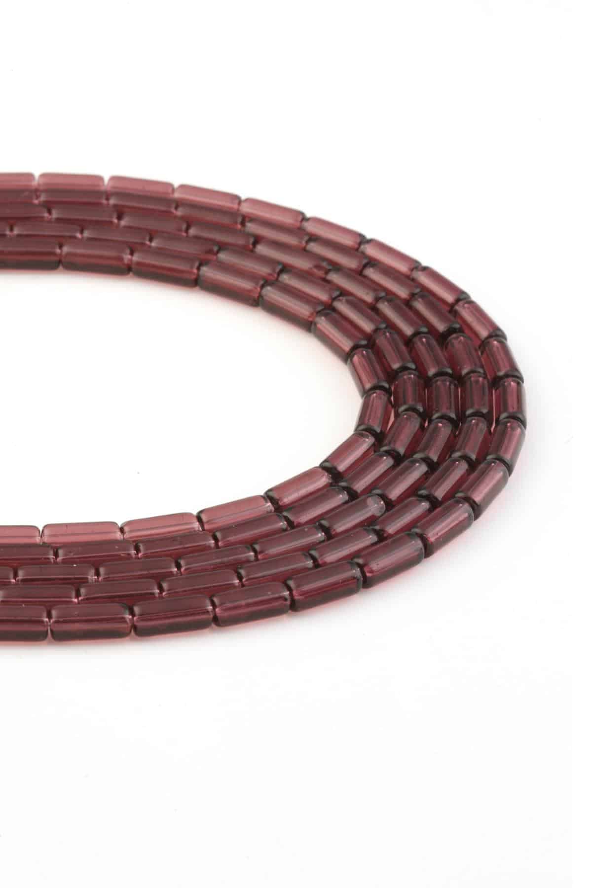 Glass Shiny Augerndy Cylinder Cut 5x10mm String Of Beads