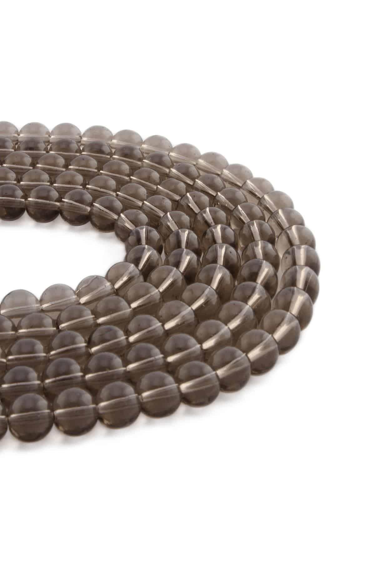 Glass Grey Shiny Globe Cut 8mm String Of Beads