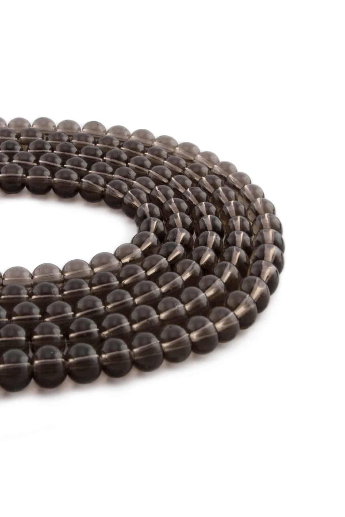 Glass Shiny Brown Transparent Globe Cut 6mm String Of Beads