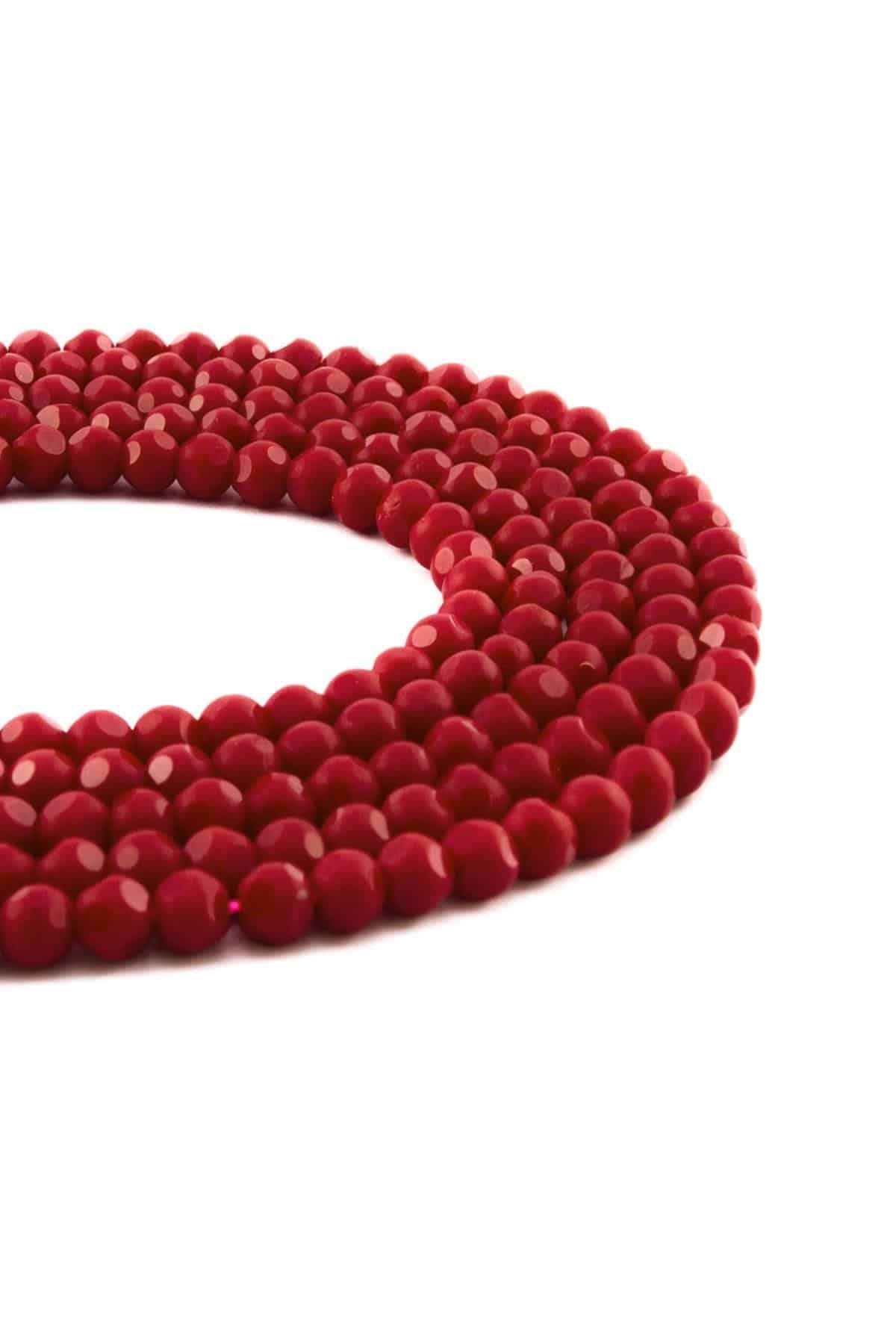 Glass Red Globe Chandelier Cut 4mm String Of Beads