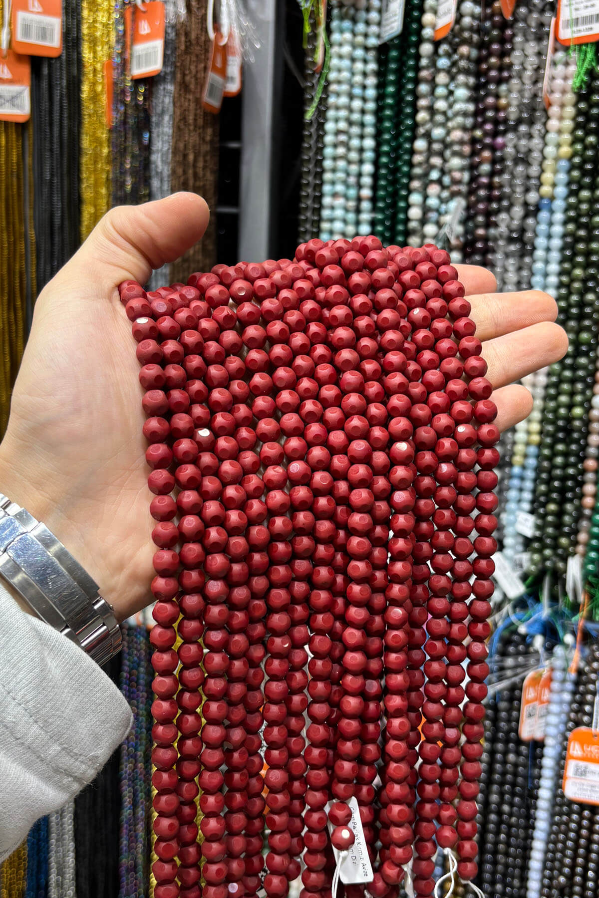 Cam Parlak Kırmızı Avize Kesim 8mm Dizi