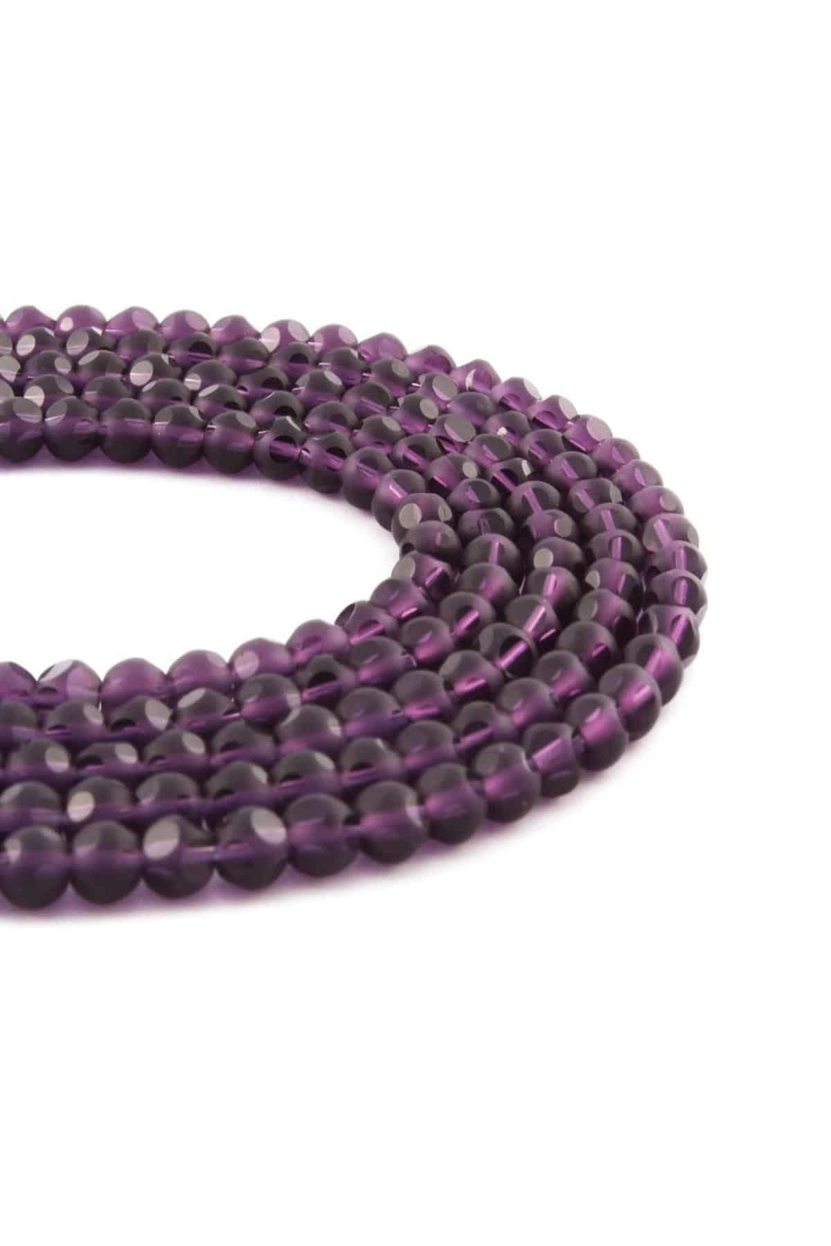 Glass Purple Globe Chandelier Cut 4mm String Of Beads