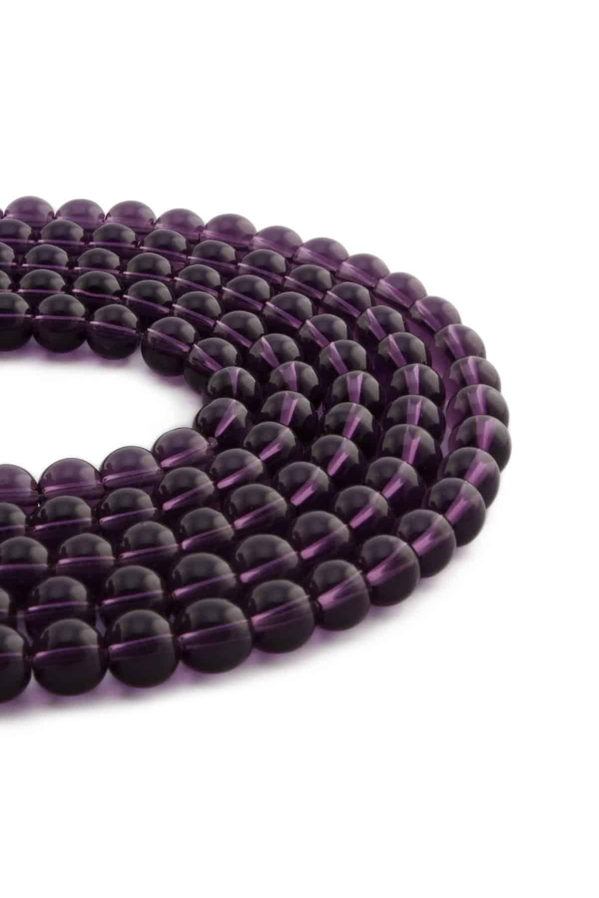 Glass Purple Globe Cut 8mm String Of Beads