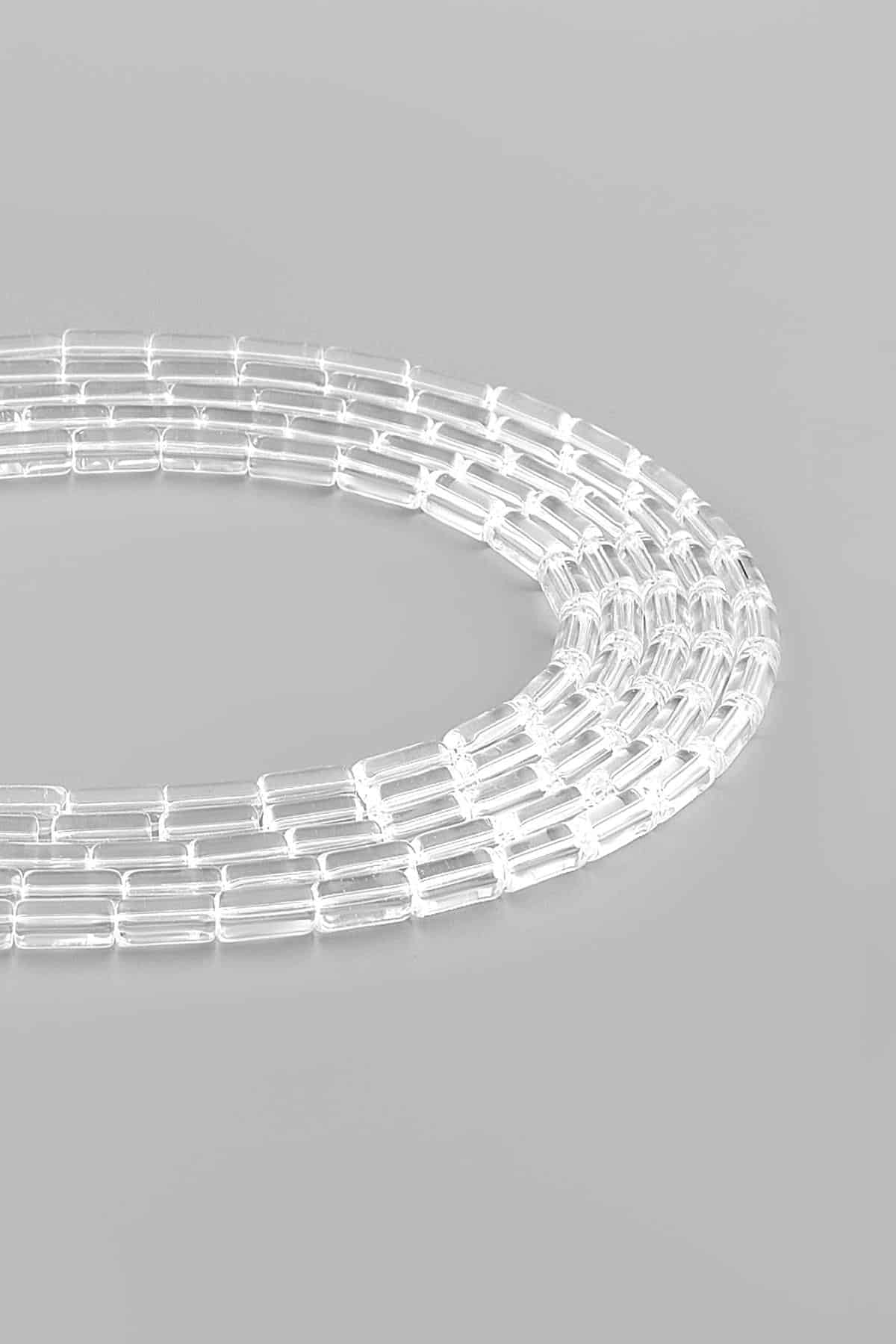 Glass Shiny Transparent Cylinder Cut 5x10mm String Of Beads