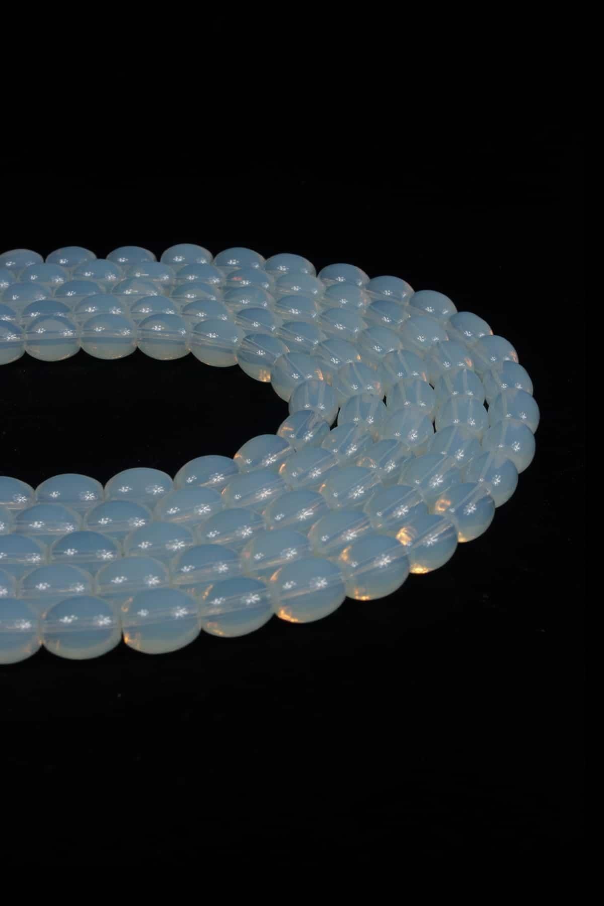 Glass Opal Barley Cut 6x9mm String Of Beads