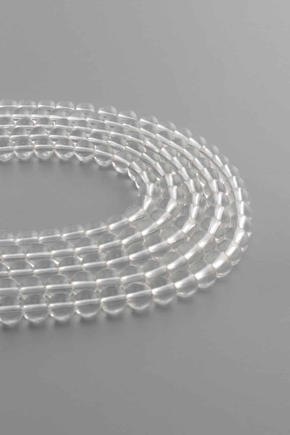 Glass Shiny Transparent Globe Cut 6mm String Of Beads