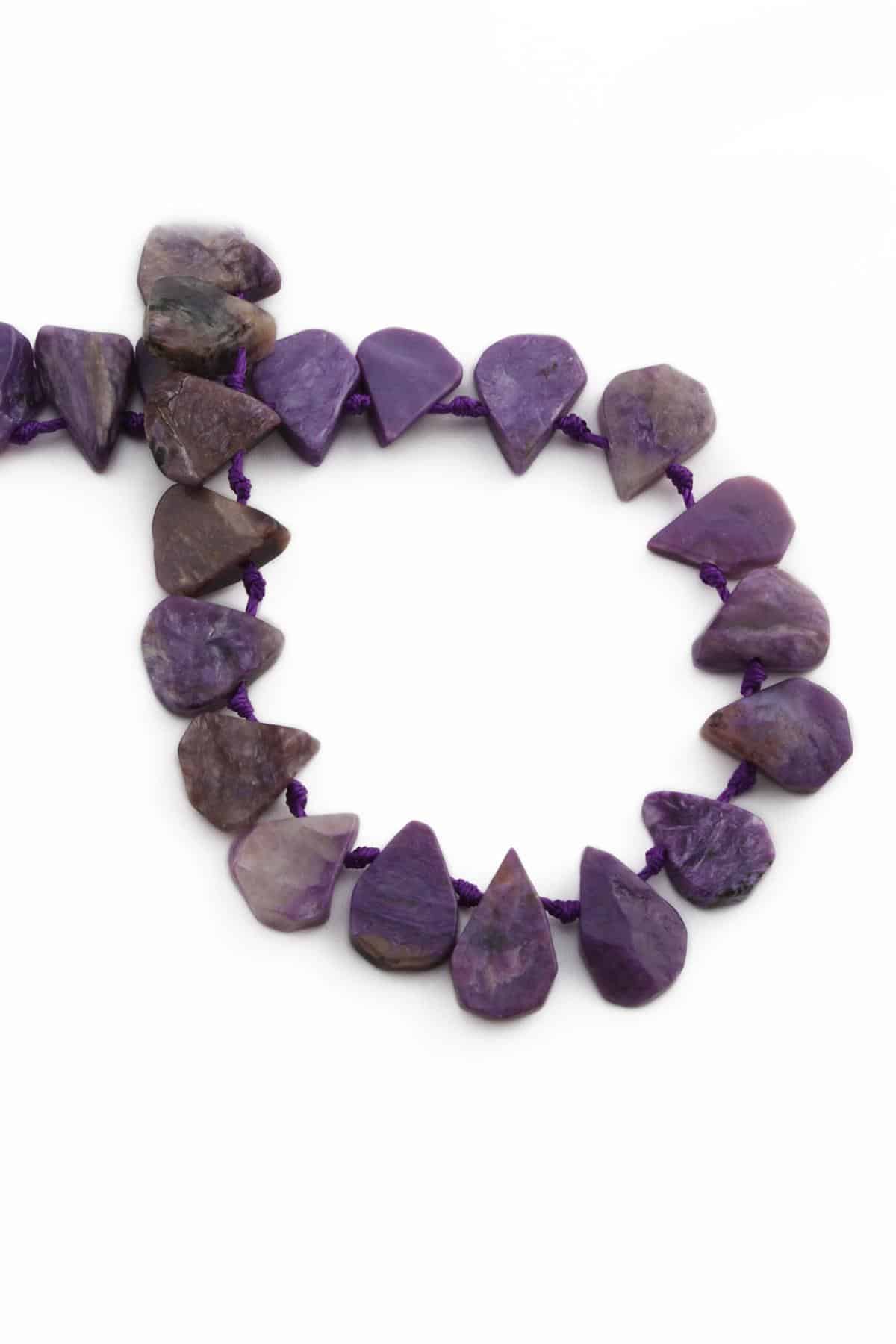 Çeroit Doğal Taş Parlak Mor Yassı Damla Kesim 16x12mm Dizi [AA]