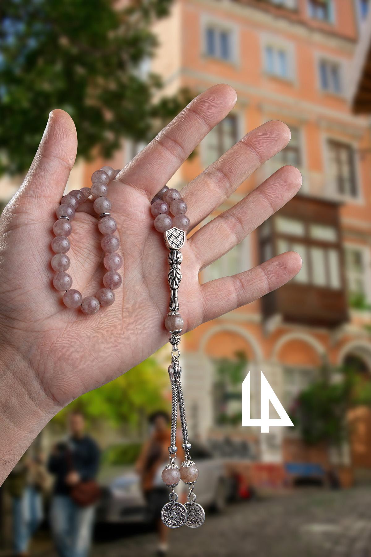 Çilek Kuvars Doğal Taş Küre Kesim 33 lü 10mm Tesbih