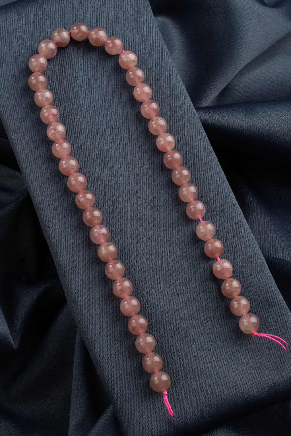 Çilek Kuvars Doğal Taş Parlak Küre Kesim 10mm Dizi [AA]