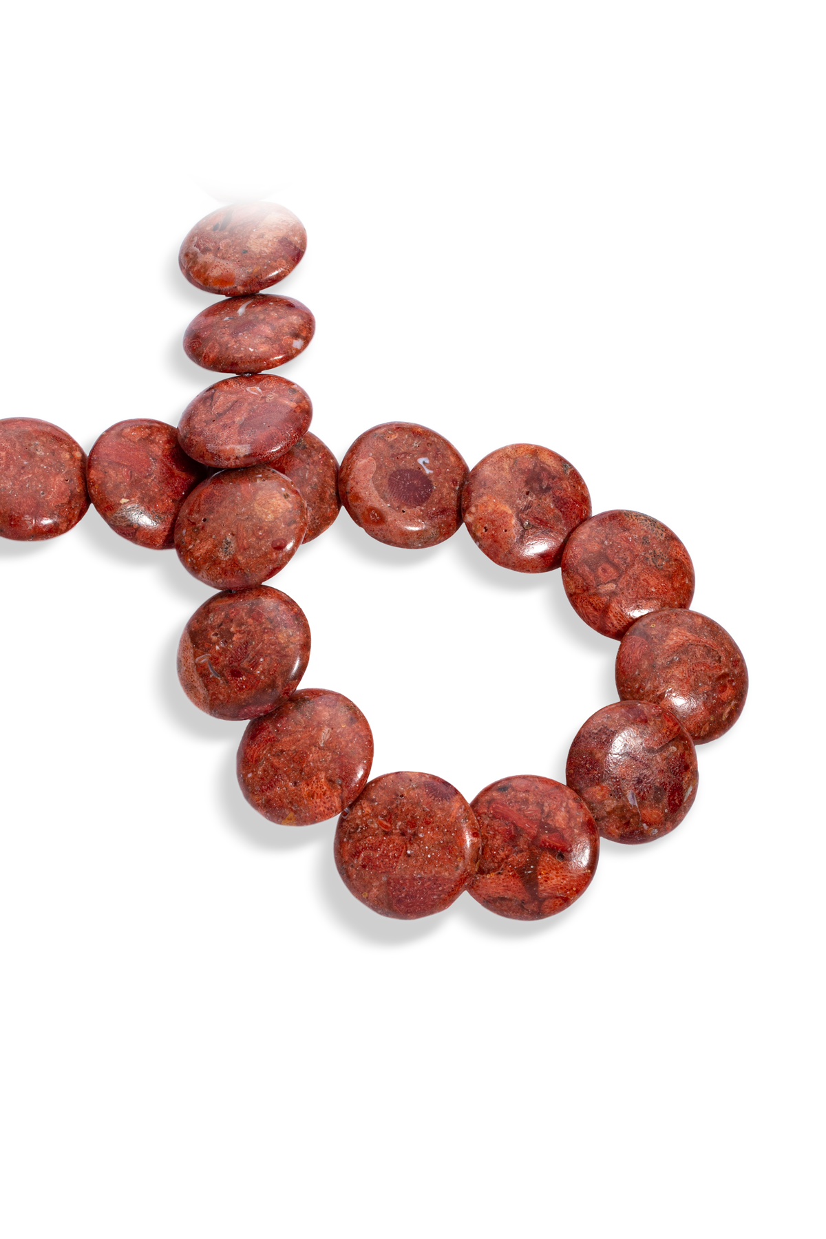 Çim Mercan Doğal Taş Parlak Kırmızı Yassı Kesim 23x8mm Dizi