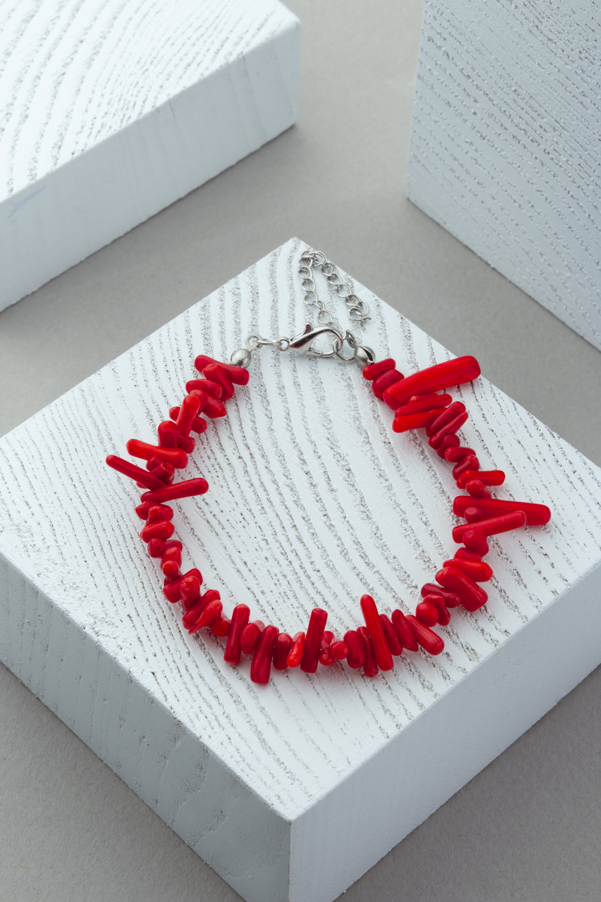 Dal Mercan Kırmızı Doğal Kırık Taş Bileklik