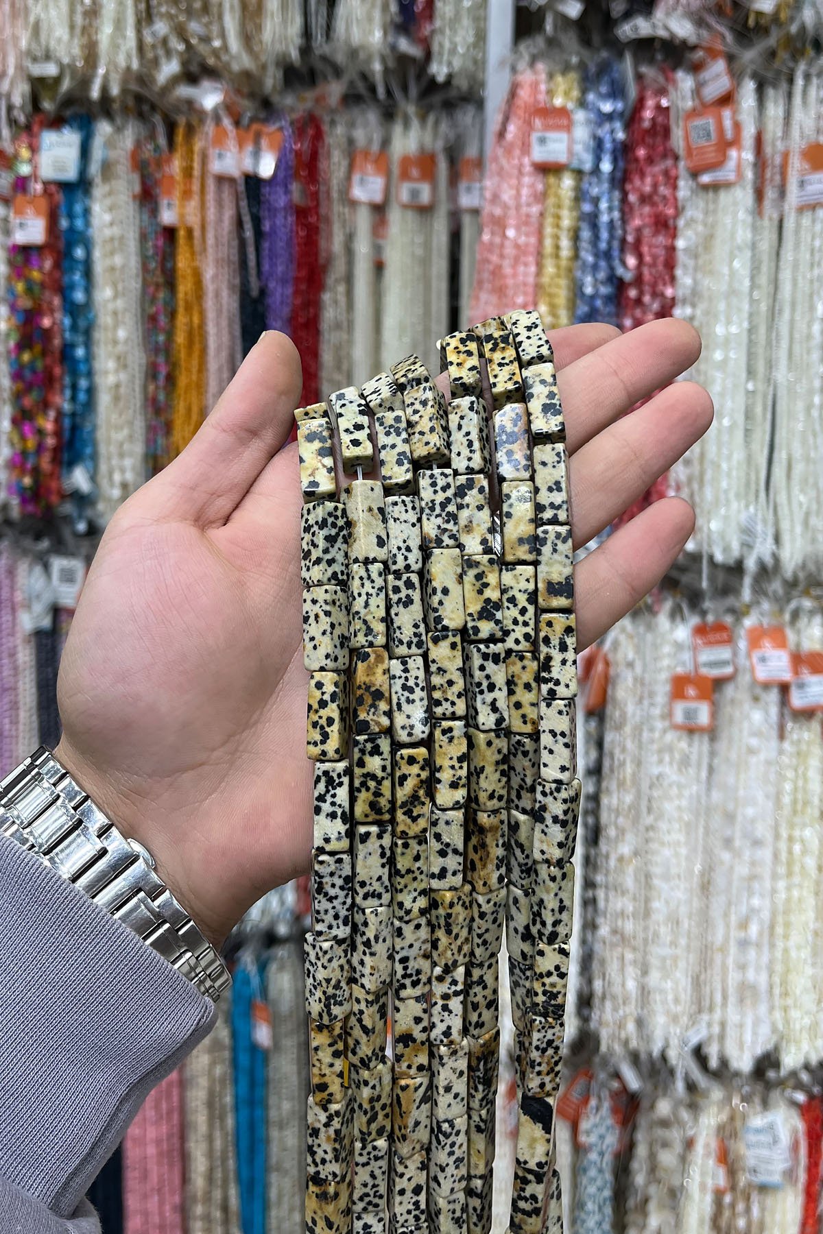 Dalmaçyalı Jasper Doğal Taş Dikdörtgen Kesim 8x20mm Dizi