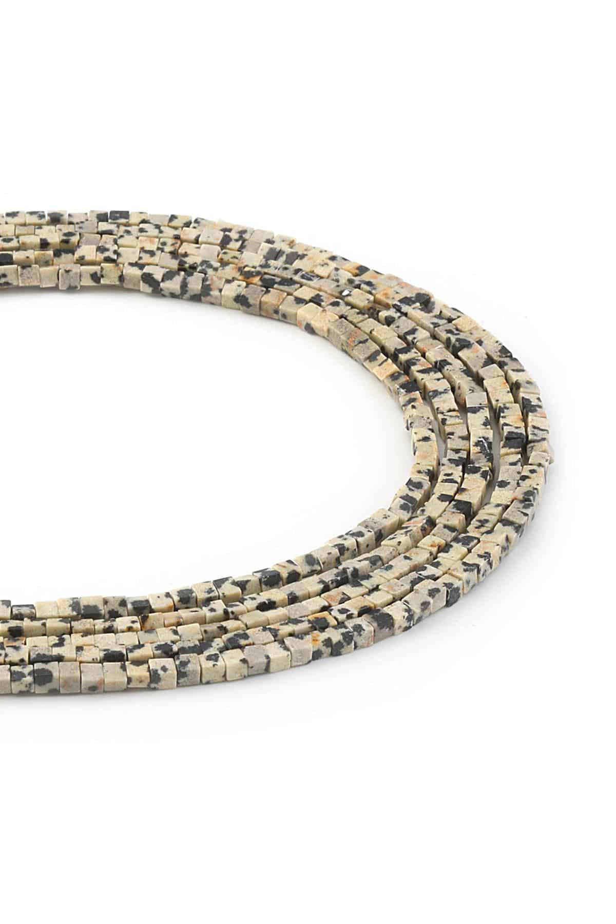 Dalmaçyalı Jasper Doğal Taş Parlak Krem Küp Kesim 2x2mm Dizi [AA]