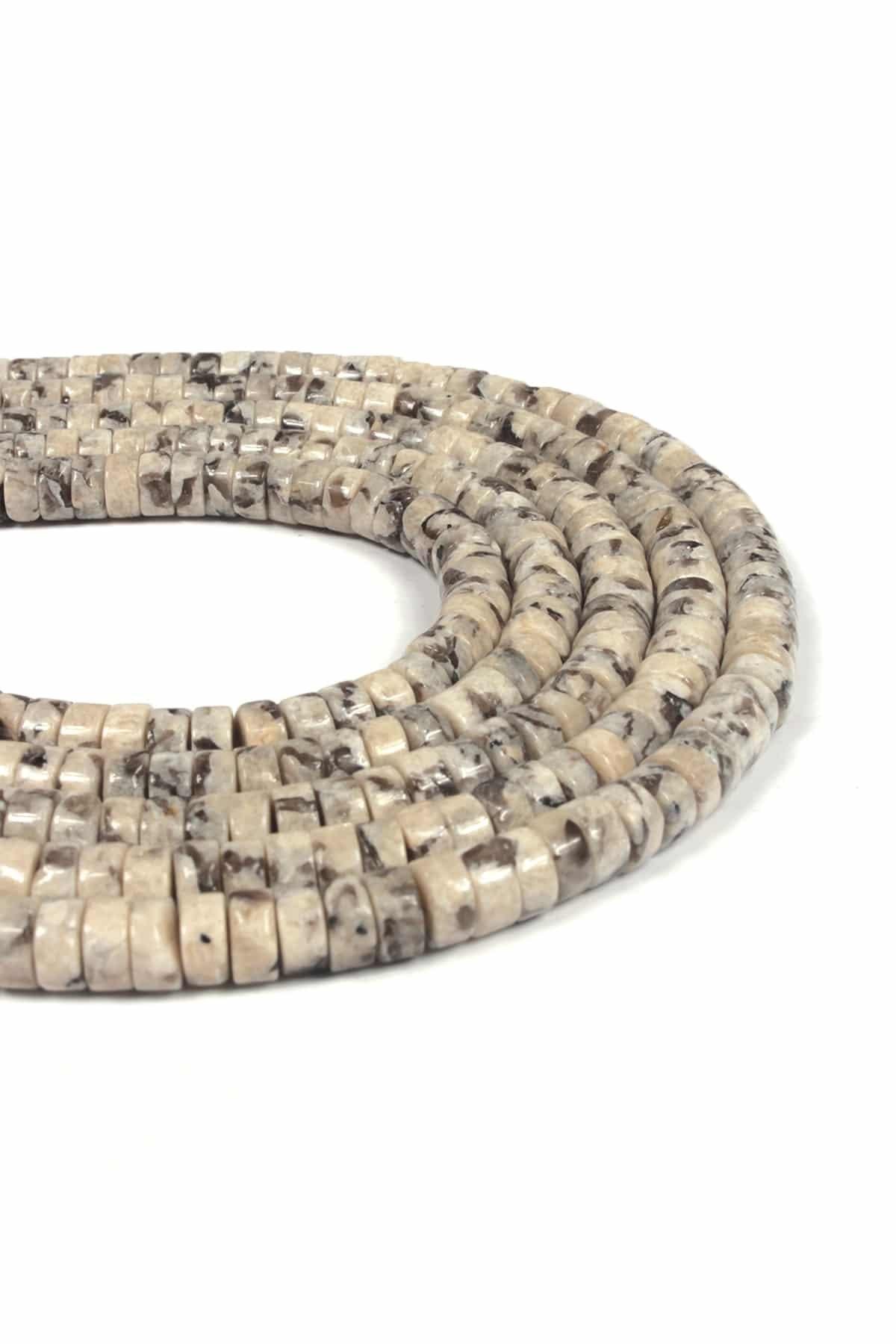 Dalmaçyalı Jasper Doğal Taş Parlak Dore Kesim 6x3mm Dizi