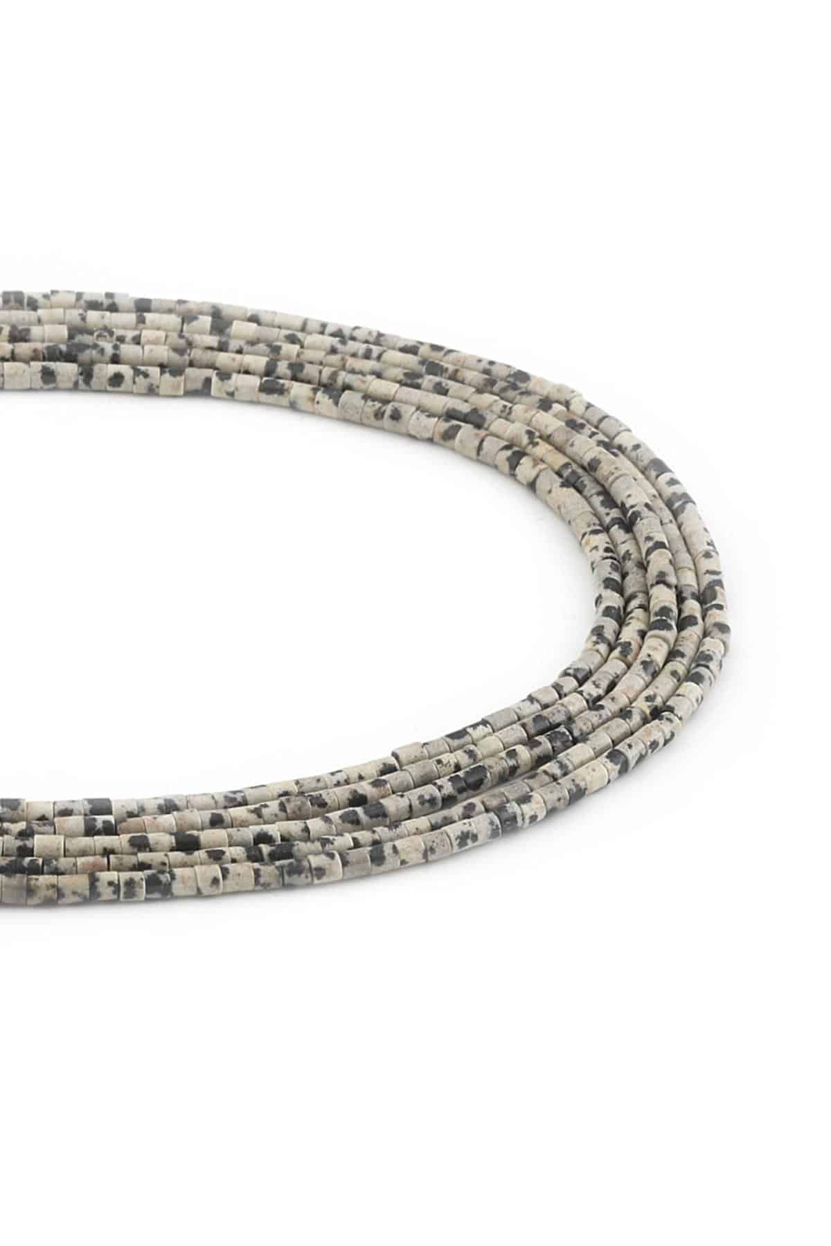 Dalmaçyalı Jasper Doğal Taş Parlak Silindir Kesim 2x2mm Dizi [AA]