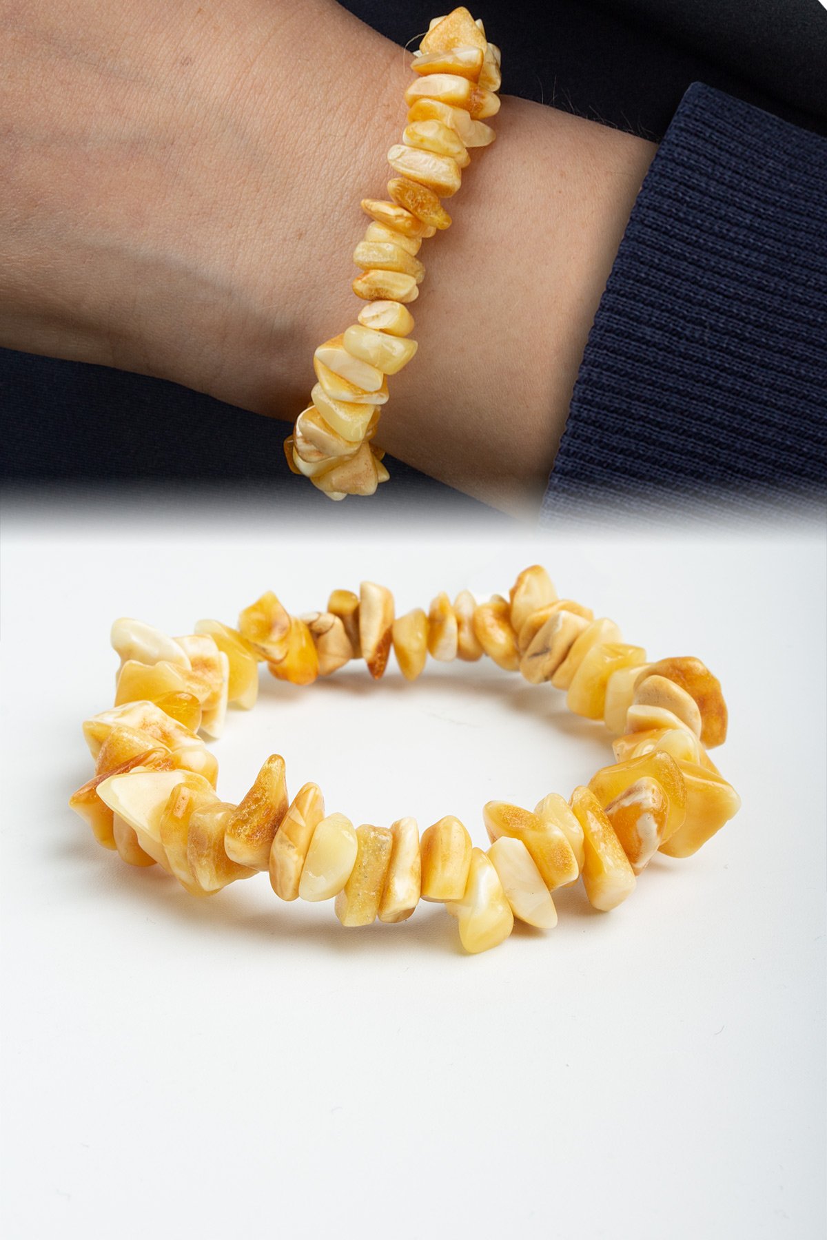 Damla Kehribar Cips Kesim Bileklik 10-12gr