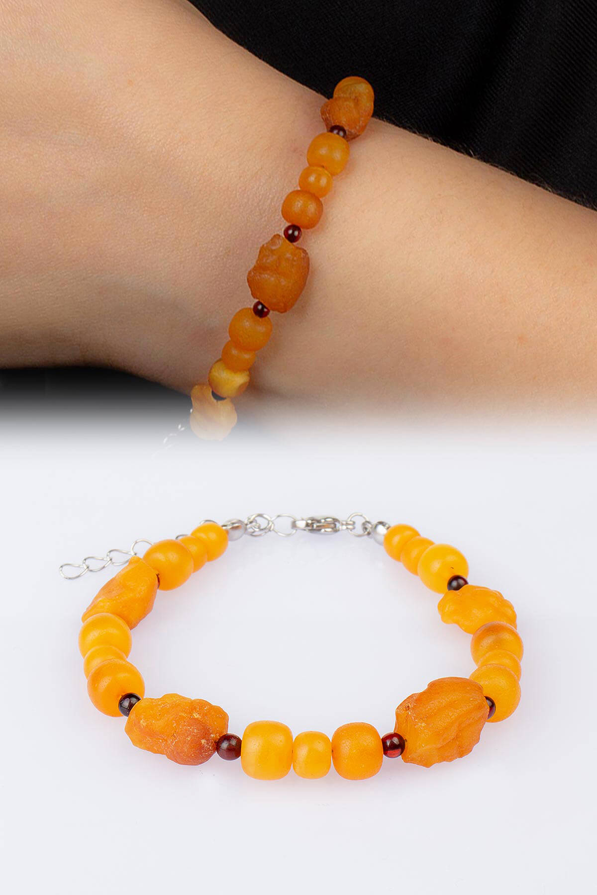 Damla Kehribar Ham Taşlı Yetişkin Bileklik