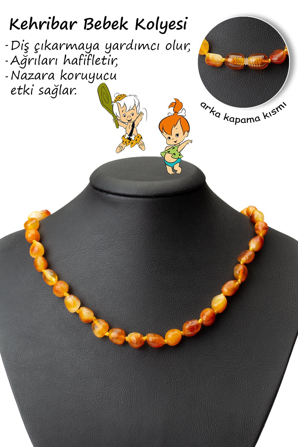 Damla Kehribar Koyu Turuncu Tımbıl Kesim Bebek Kolyesş 4.25-4.75gr