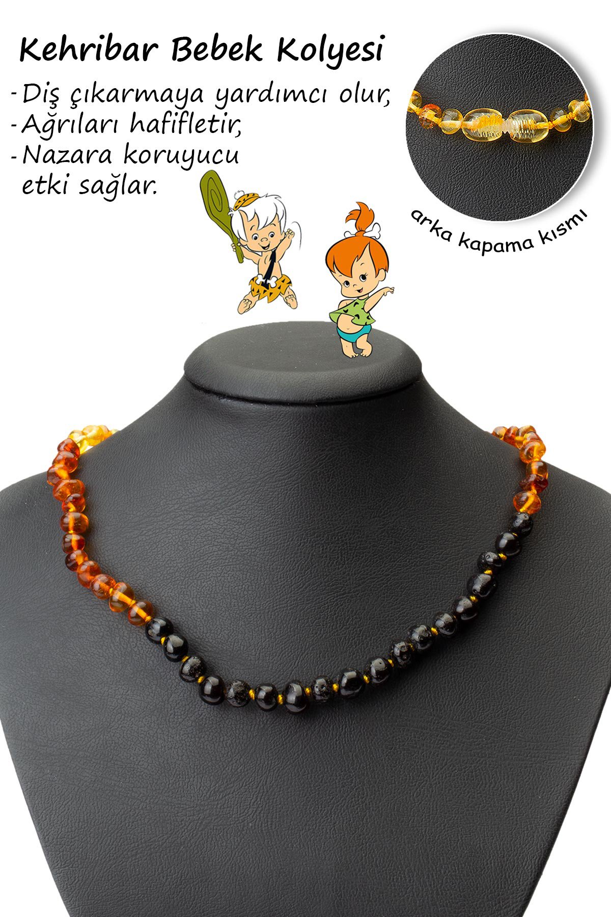 Damla Kehribar Parlak Geçişli Bebek Kolyesi 4,9-5,1gr