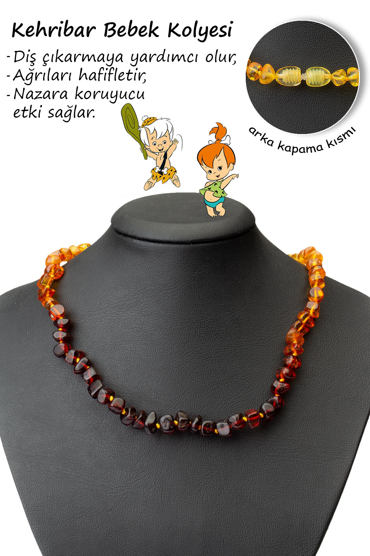 Damla Kehribar Parlak Karışık Renk Tımbıl Kesim Bebek Kolyesi 6,1-6,5gr