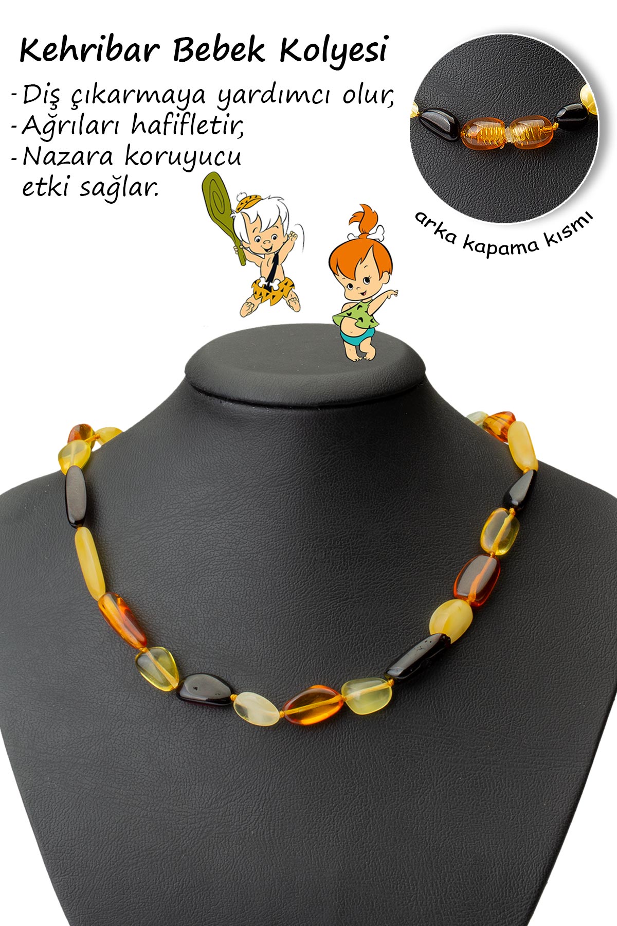 Damla Kehribar Parlak Sarı-Kırmızı Tımbıl Kesim Bebek Kolyesi 4,75-5gr