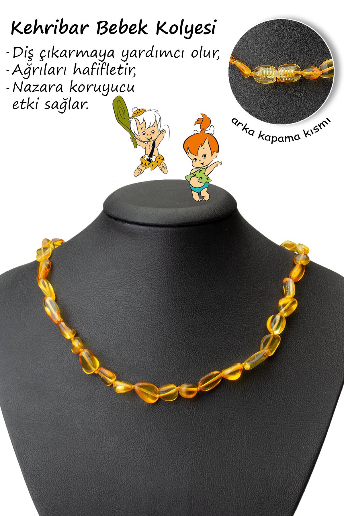 Damla Kehribar Parlak Turuncu Tımbıl Kesim Bebek Kolyesi 4,4-4,48gr