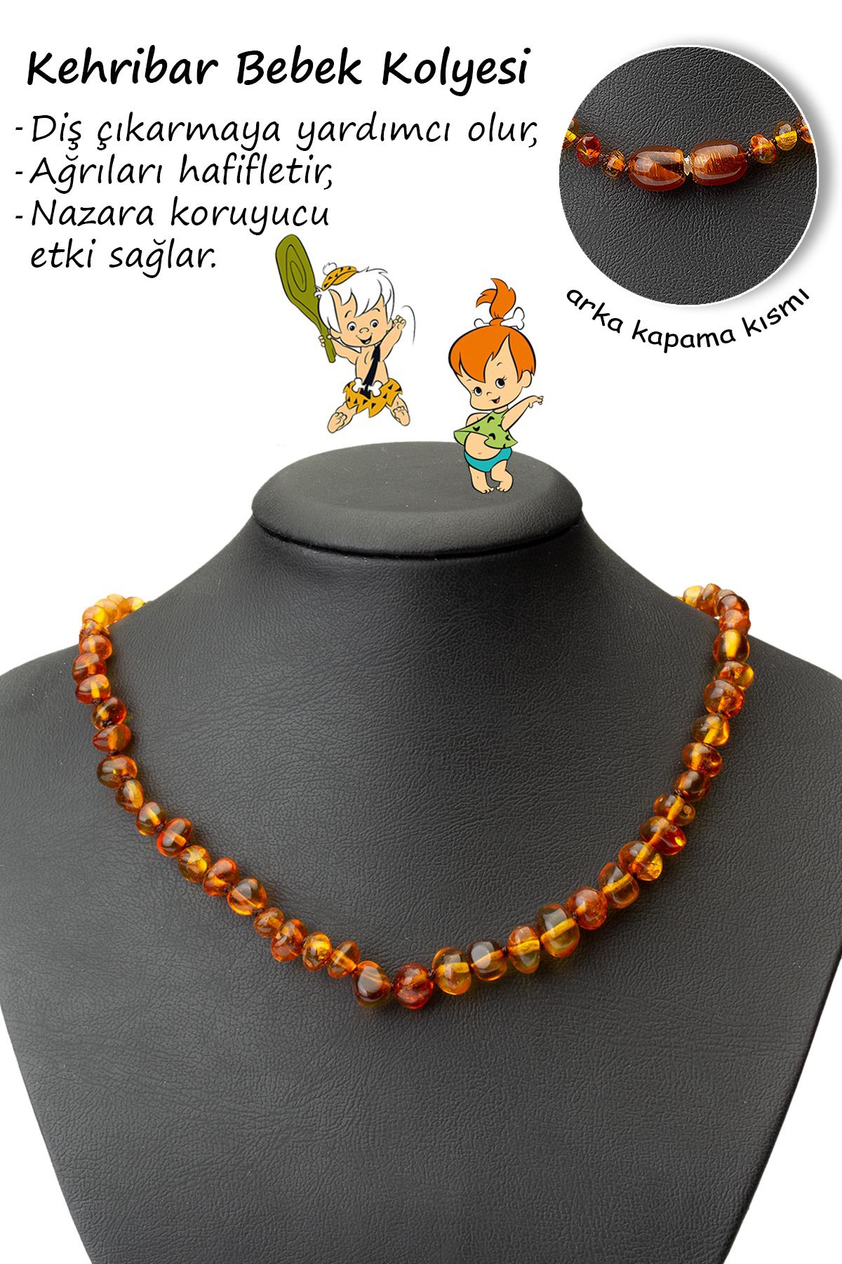 Damla Kehribar Tımbıl Kesim Parlak Kahverengi Bebek Kolyesi 4,90-5,1gr