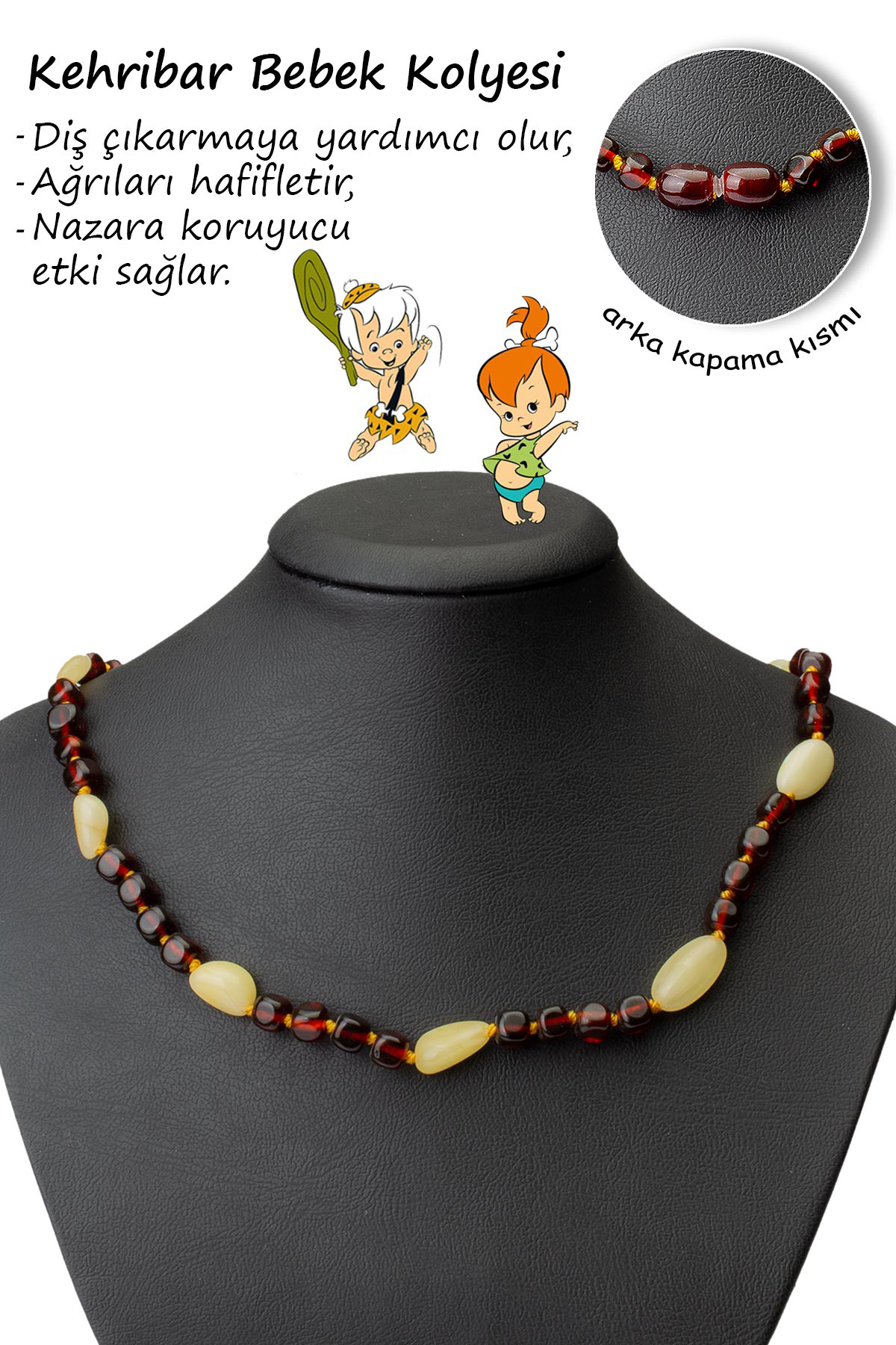 Damla Ve Ateş Kehribar Karışık Tımbıl Kesim Bebek Kolyesi 4,9-5,1gr