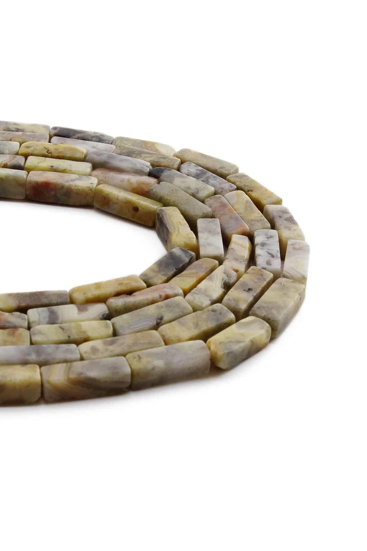 Dendritik Akik Taşı Parlak Açık Sarı Dikdörtgen Kesim 4x13mm Dizi [AA]