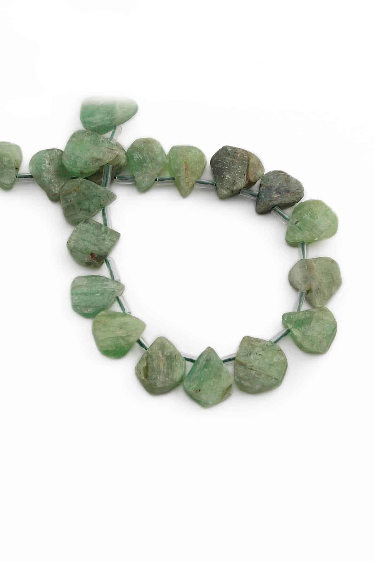 Diopsit Doğal Taş Parlak Yeşil Yassı Damla Kesim 12x9mm Dizi [AA]