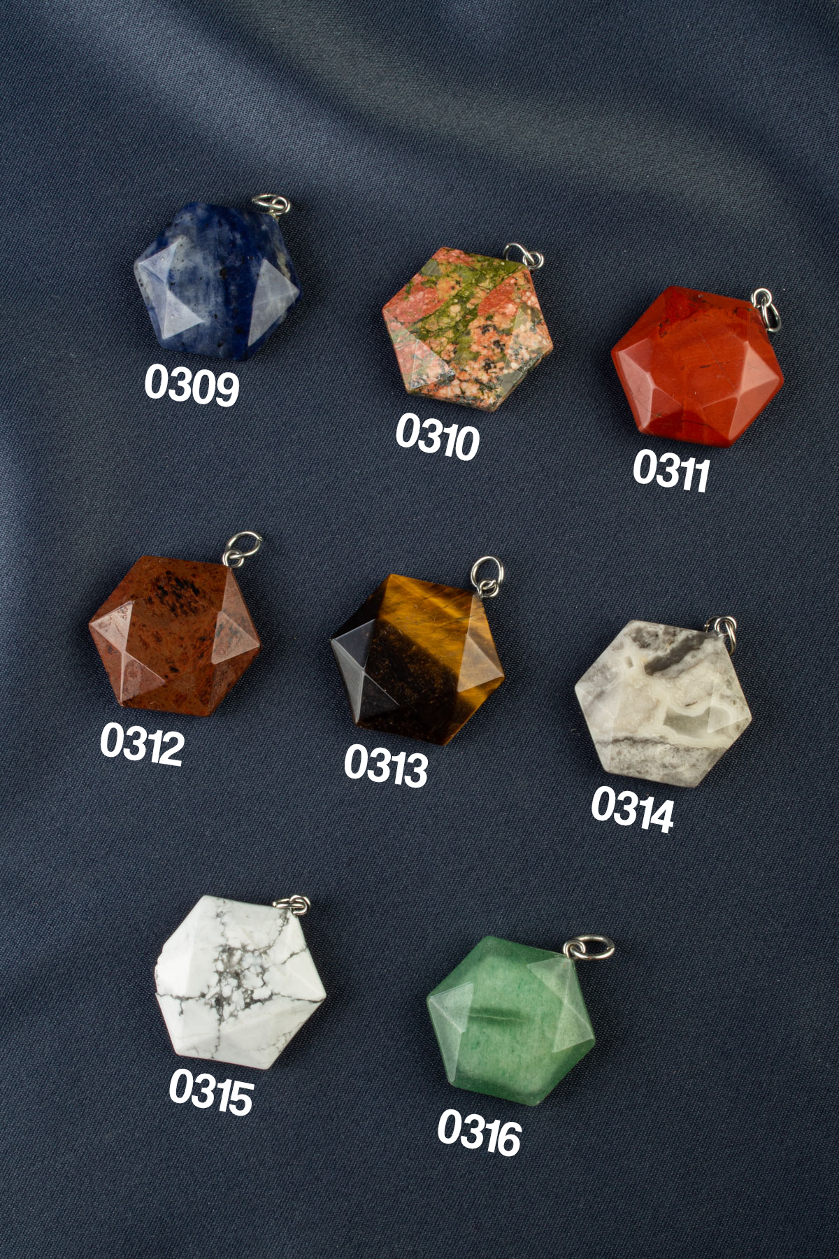 Doğal Taş Altıgen Kesim 35x28mm Kolye Ucu Modelleri