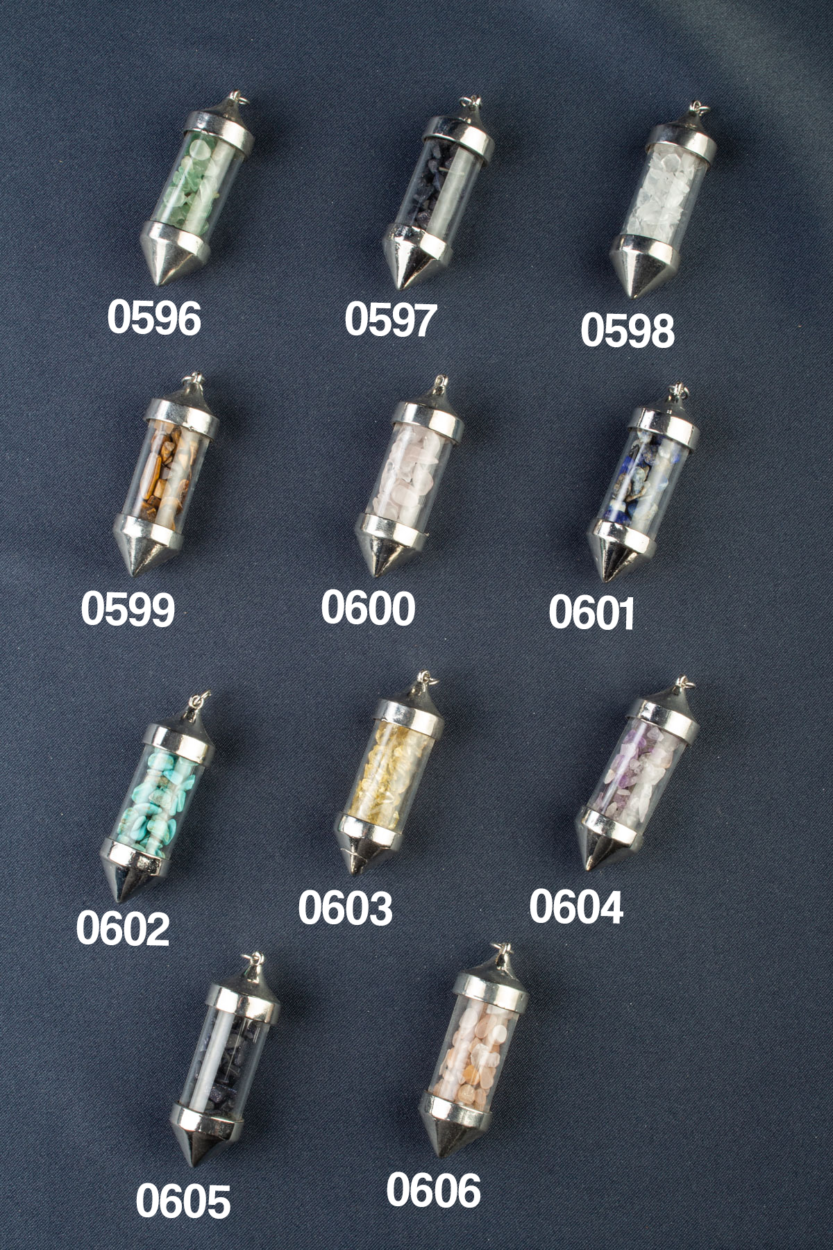 Doğal Taş Cam Kapsül Kesim 53x15mm Kolye Ucu Modelleri