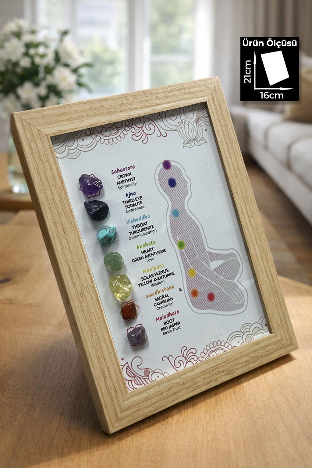 Doğal Taş Dekor Tablosu-Çakra Temalı Tasarım 15x21mm