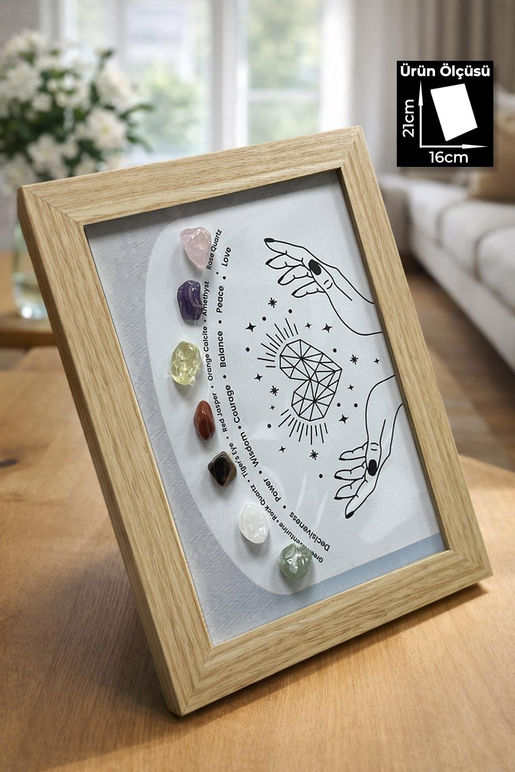 Doğal Taş Dekor Tablosu-Çakra Temalı Tasarım 15x21mm