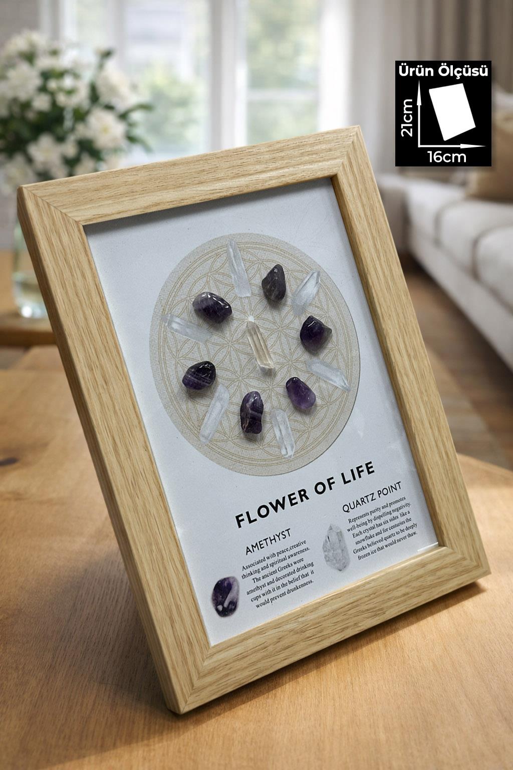 Doğal Taş Dekor Tablosu-Spiritüel Enerji Çarkı 15x21mm