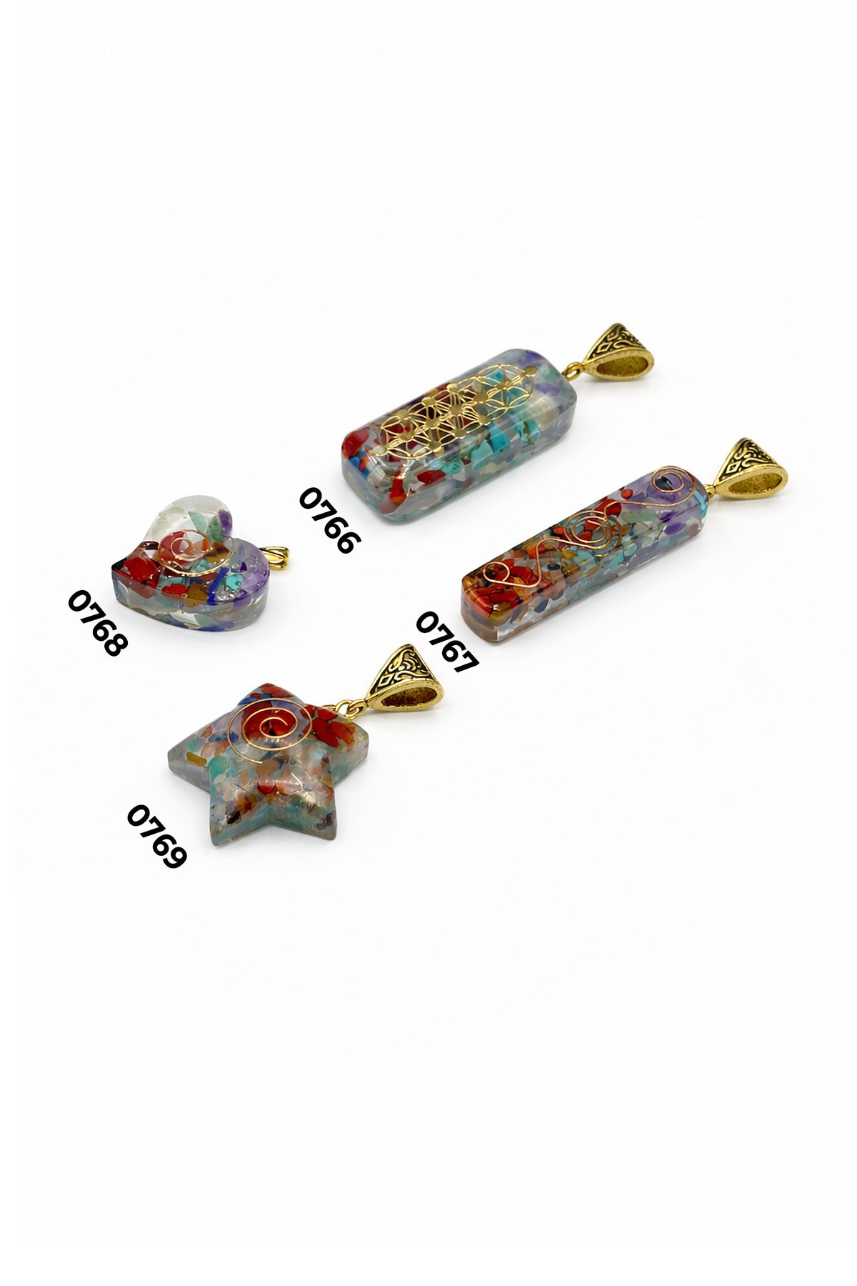 Doğal Taş Kolye Ucu Çakra Karışık Kesim