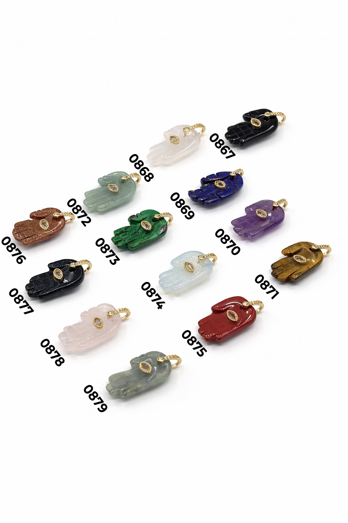 Doğal Taş Kolye Ucu Fatma Ana Eli Hamsa Kesim 25x17mm