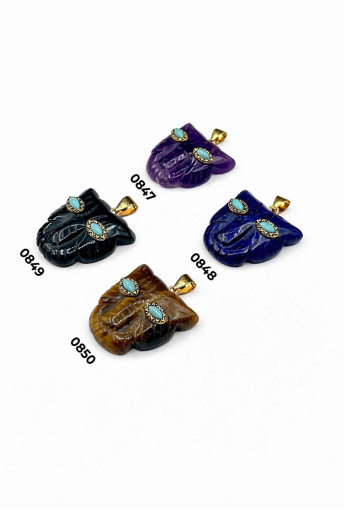 Doğal Taş Kolye Ucu Kaplan Yüzü Kesim 30mm