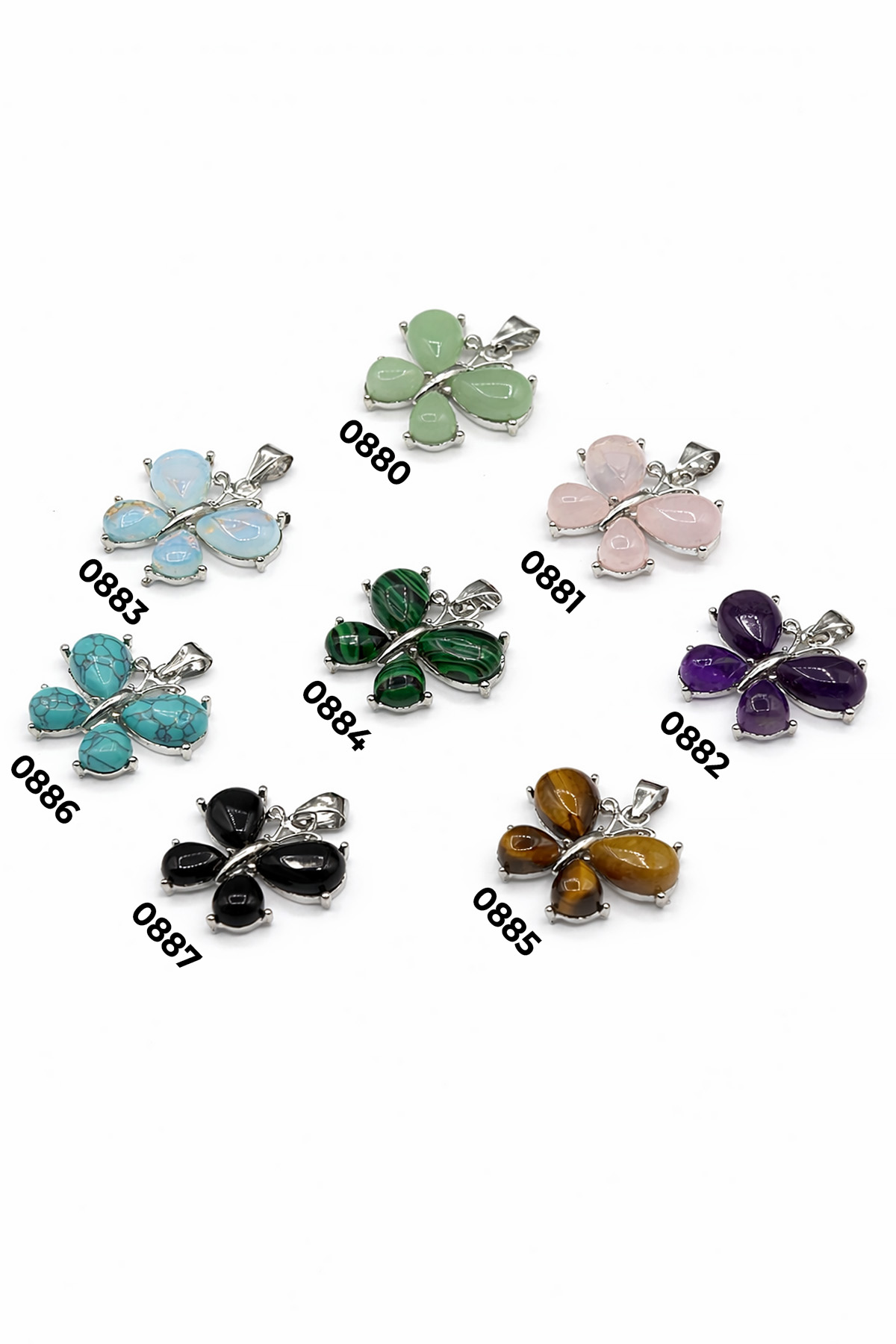 Doğal Taş Kolye Ucu Kelebek Kesim 30mm