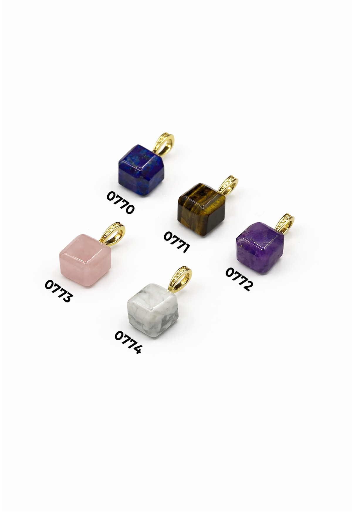 Doğal Taş Kolye Ucu Küp Kesim 10mm