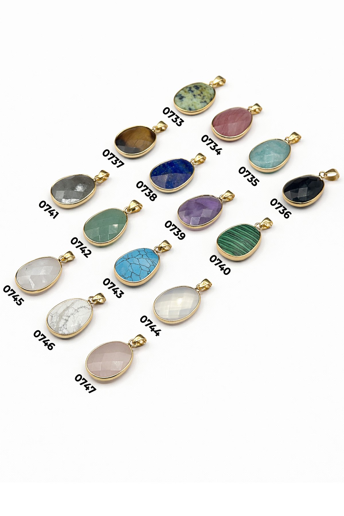 Doğal Taş Kolye Ucu Oval Kesim 25x17mm