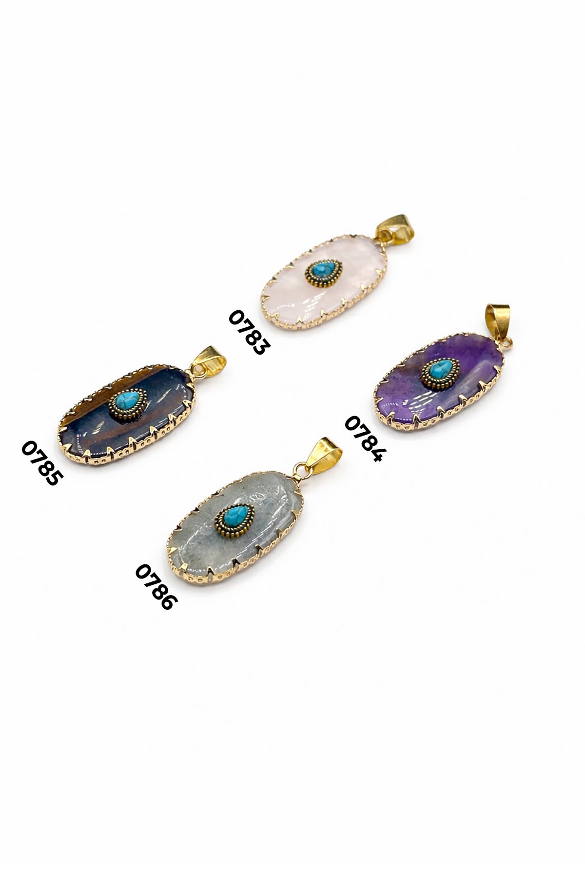 Doğal Taş Kolye Ucu Oval Kesim 30x16mm