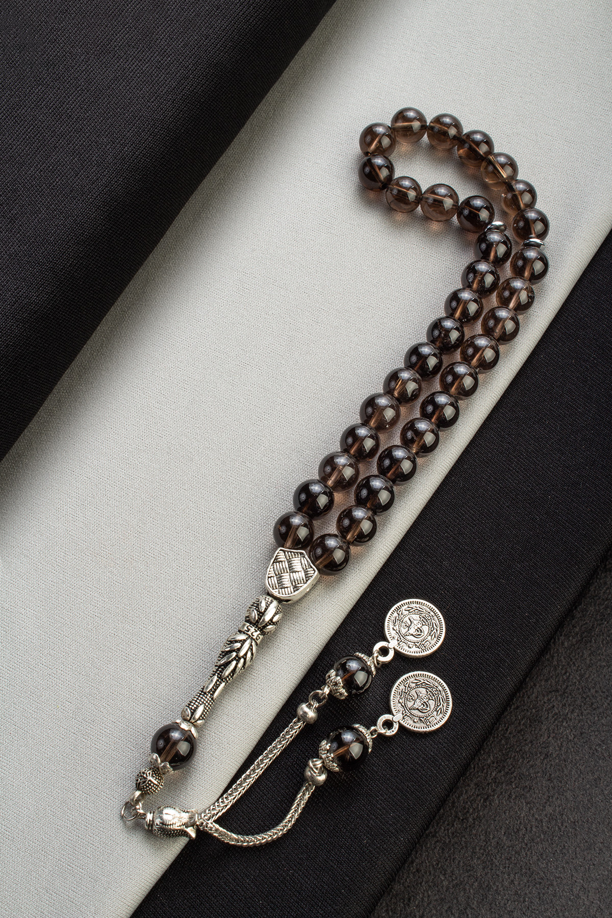 Dumanlı Kuvars Doğal Taş Küre Kesim 33 lu 10mm Tesbih